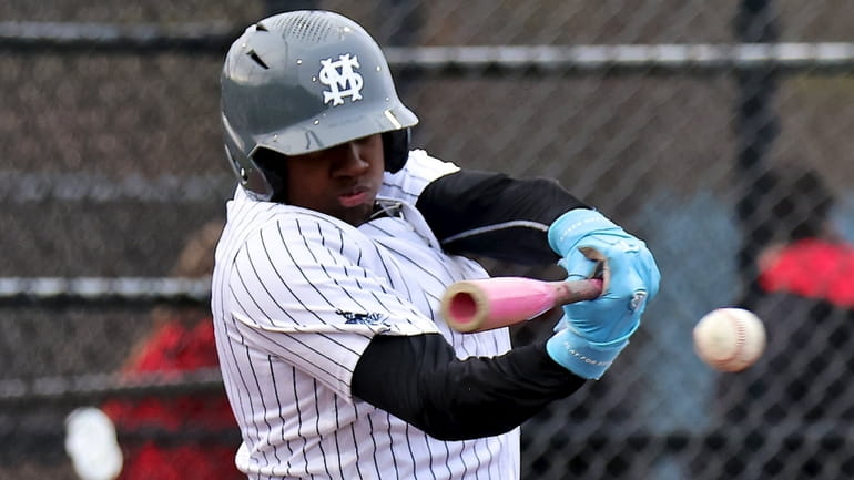 St. Mary's Derek Mateo crushes a two-run single to the...