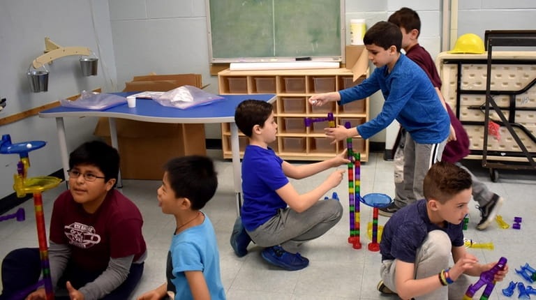 Glen Head Elementary School students recently created marble runs as part of...