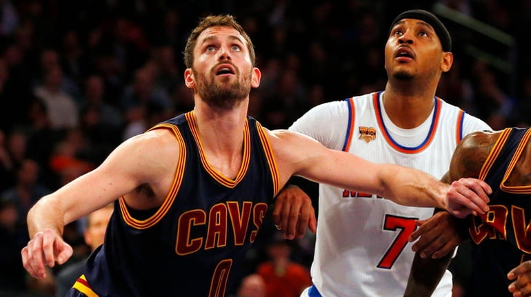 Carmelo Anthony of the New York Knicks and Kevin Love...