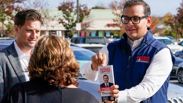 George Santos on the campaign trail in Glen Cove on...