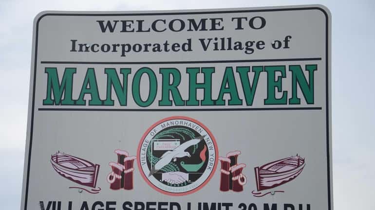 Manorhaven welcome sign. (April 16, 2013)