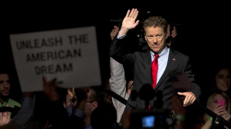 Sen. Rand Paul (R-Ky.) greets the crowd as he arrives...