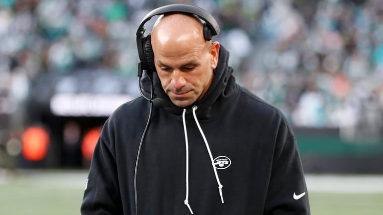 Jets head coach Robert Saleh against the Miami Dolphins at MetLife...