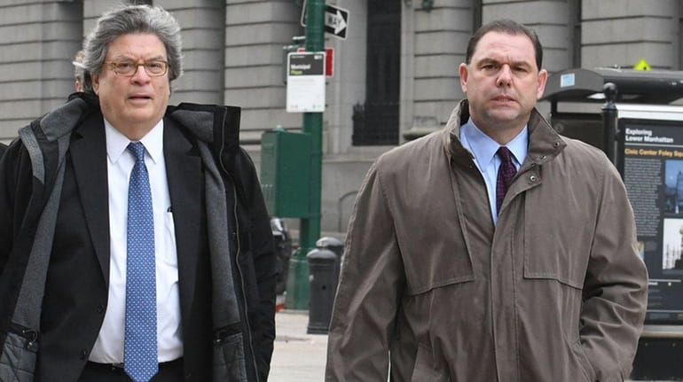 Joseph Percoco, right, and his attorney Barry Bohrer enter federal...