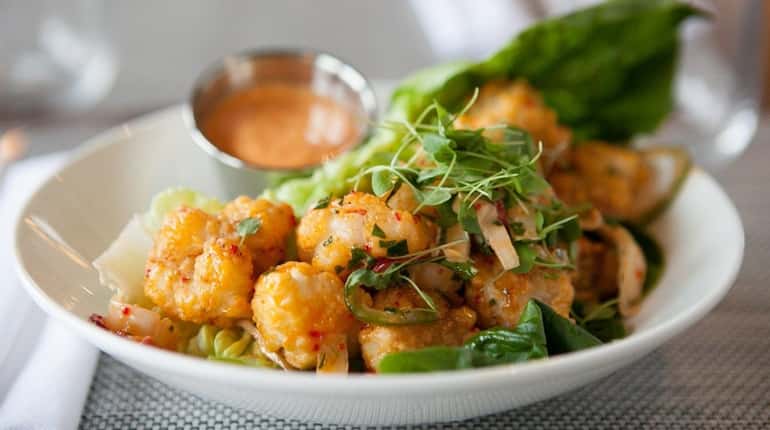 Crispy rock shrimp is one of the starters at Salt...