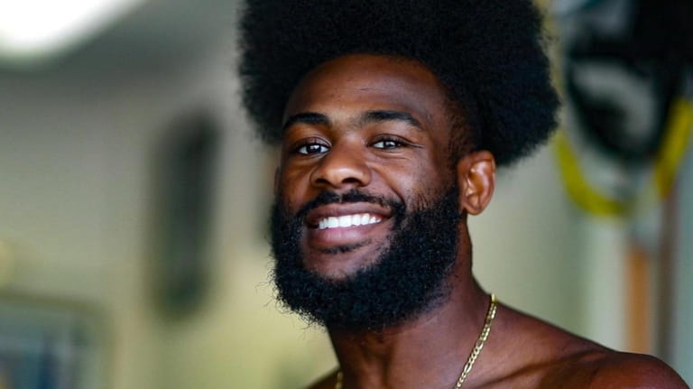 UFC bantamweight fighter Aljamain Sterling during a workout inside the garage-turned-home...