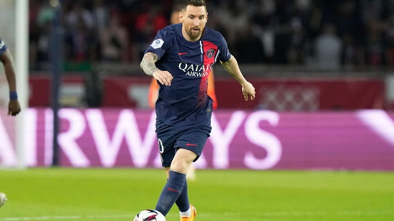 PSG's Lionel Messi is in action during the French League...