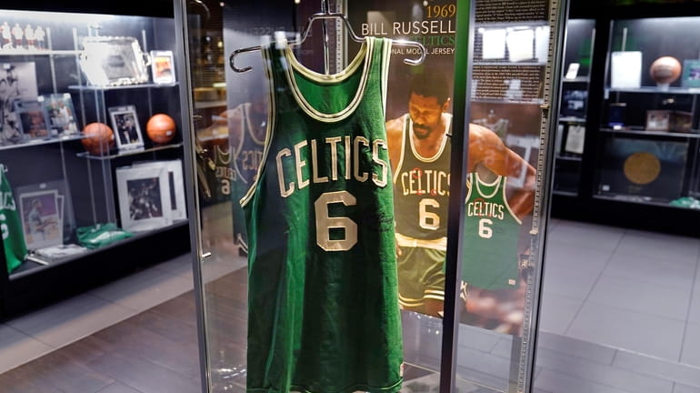 FILE - The 1969 game worn jersey of Boston Celtics'...
