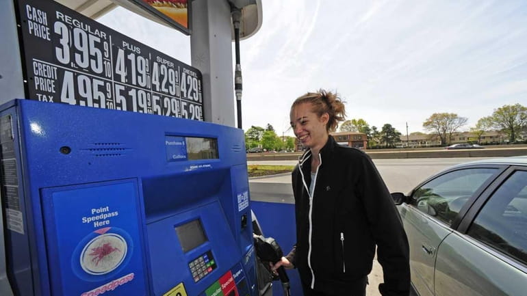 Lindsey Ohland of West Babylon, gets gas at Islip Mobile,...