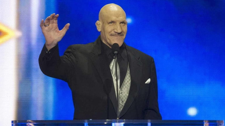 Bruno Sammartino greets the audience at the WWE Hall of...