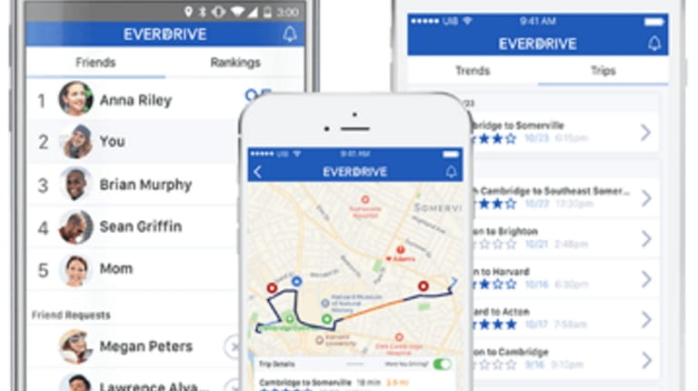The EverDrive app gives drivers a score after each trip.