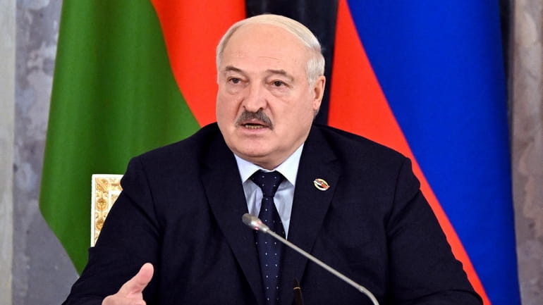 Belarus President Alexander Lukashenko speaks during a meeting of the...