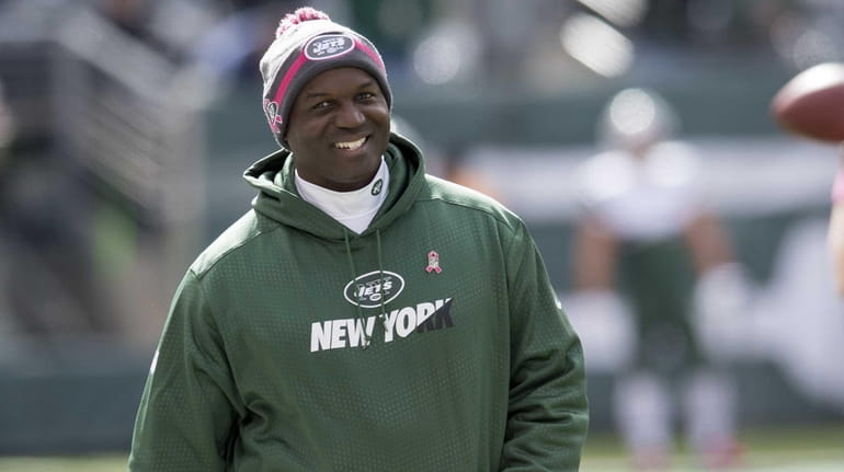 New York Jets head coach Todd Bowles watches his team...