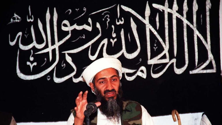 This undated file picture shows Osama bin Ladin speaking at...