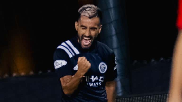New York City FC midfielder Maxi Moralez celebrates during the...