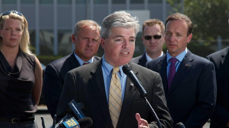 Suffolk County Executive Steve Bellone speaks at a news conference...