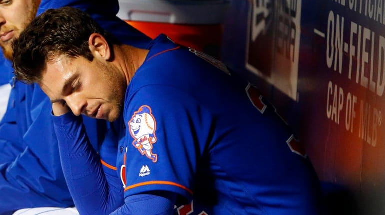 Steven Matz of the New York Mets sits in the...