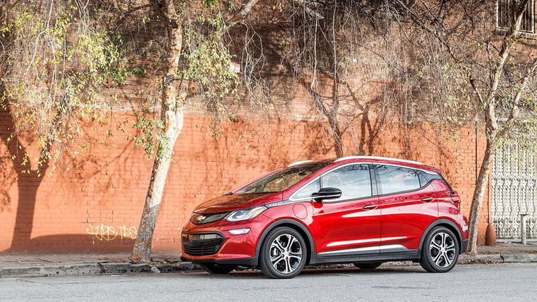 This photo provided by Edmunds shows a 2017 Chevrolet Bolt...
