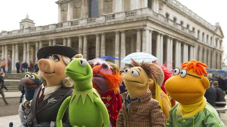 Muppet characters, from left, Gonzo, Miss Piggy, Kermit, Floyd Walter...