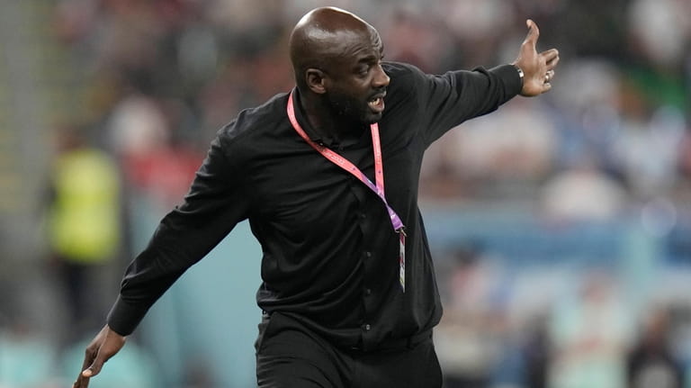 Ghana's head coach Otto Addo gestures during the World Cup...