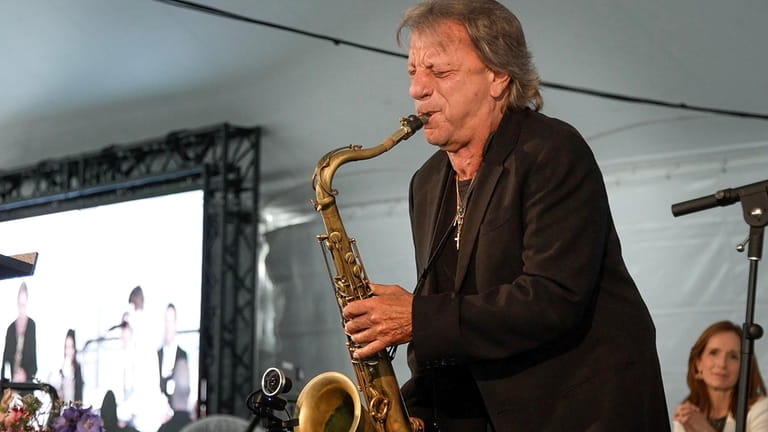 Famed saxophone player and cancer survivor Richie Cannata of Glen Cove performs...