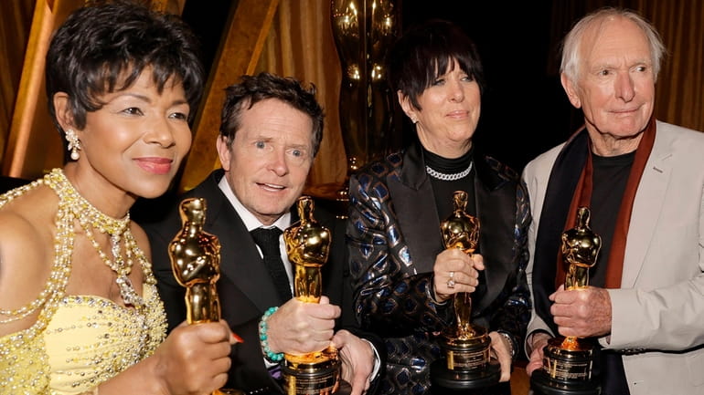 Honorary Oscar recipients Euzhan Palcy, from left, Michael J. Fox,...