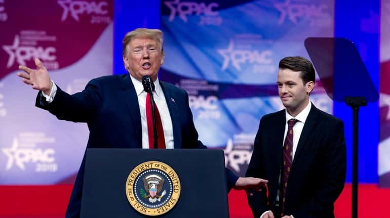 President Donald Trump and conservative activist Hayden Williams at the Conservative Political...