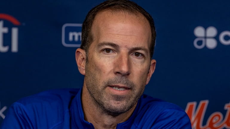 Mets general manager Billy Eppler during a press conference at...