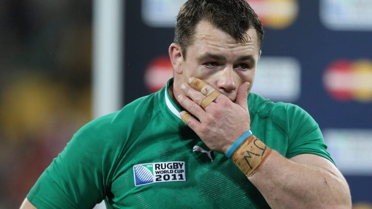 Ireland's Cian Healy reacts to his teams loss to Wales...