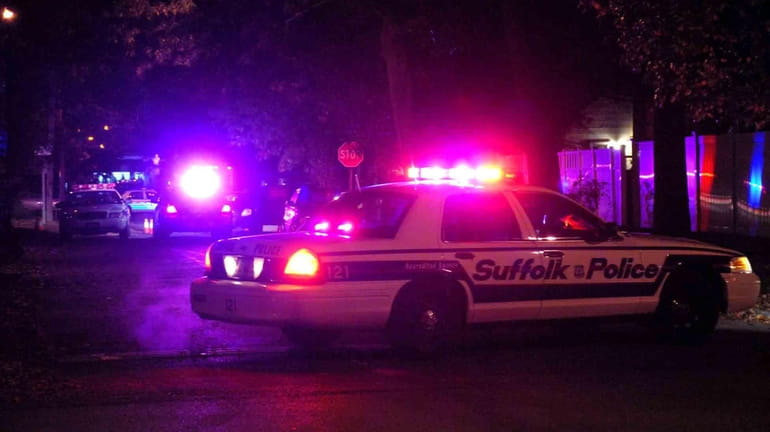 Suffolk County Police investigate a shooting that took place on...