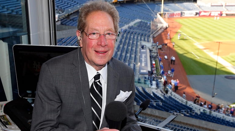 Yankees radio broadcaster John Sterling prior to a game against...