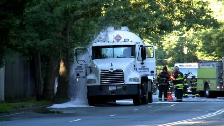 A leaking gas tanker in a Woodmere neighborhood prompted evacuations...