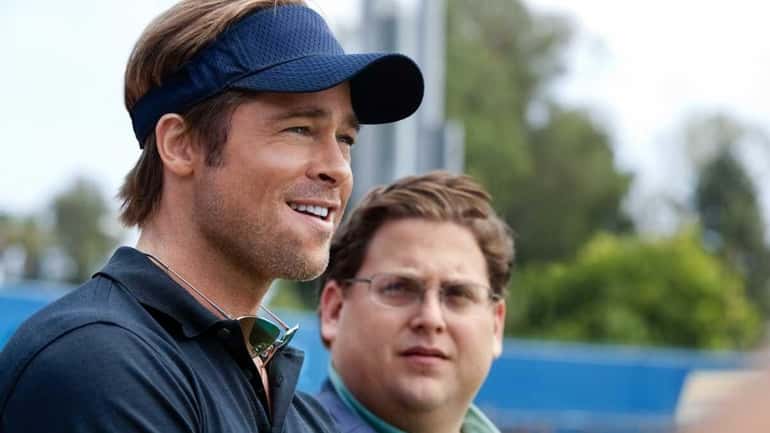 Brad Pitt, left, and Jonah Hill star in Columbia Pictures'...