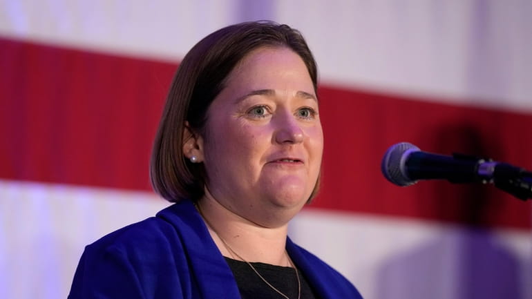 Iowa Republican Attorney General candidate Brenna Bird speaks during a...
