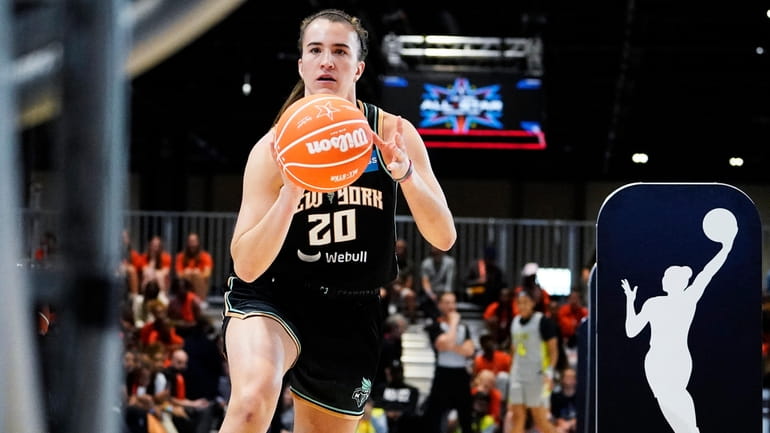 Sabrina Ionescu competes in skills competition at the WNBA All-Star...