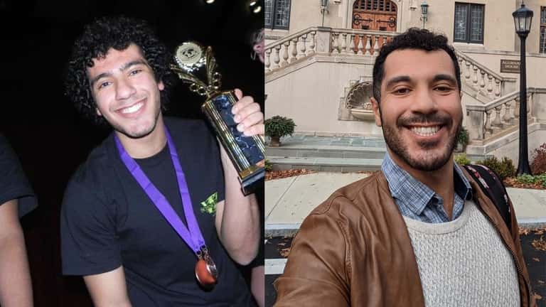 Ramy Abbady in 2012, left, and now.