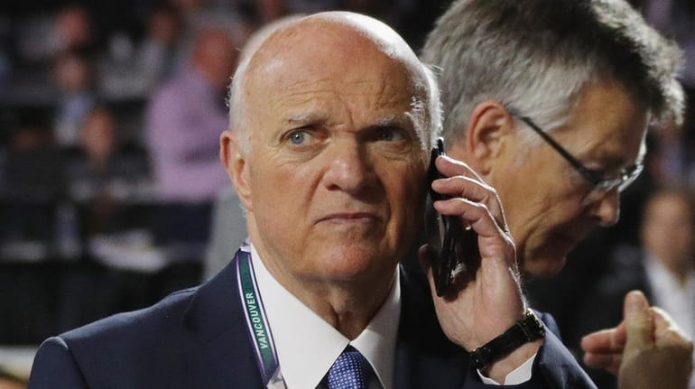 Lou Lamoriello of the Islanders attends the 2019 NHL Draft at...