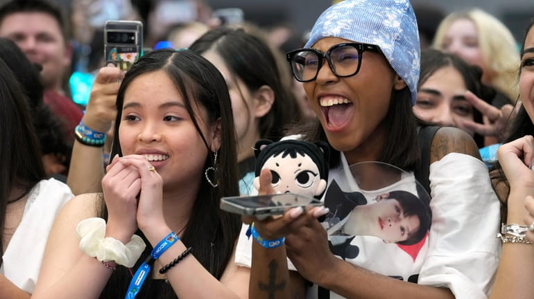 Fans attend KCON at the Los Angeles Convention Center on...