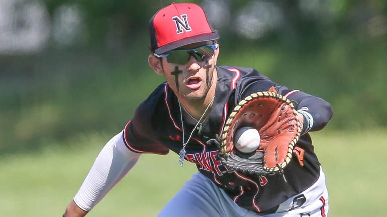 Newfield's Dylan Johnson against Hauppauge on June 9, 2021.