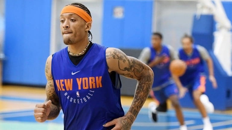 Knicks' Michael Beasley at practice during the first day of...