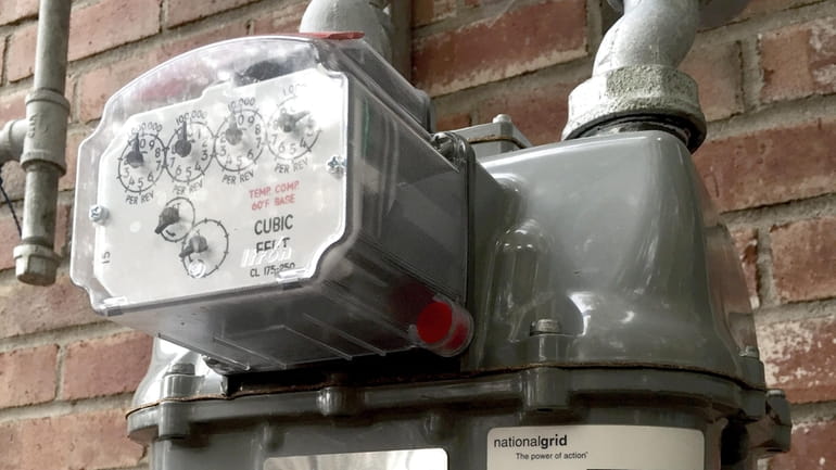 A commercial gas meter in Riverhead for National Grid.