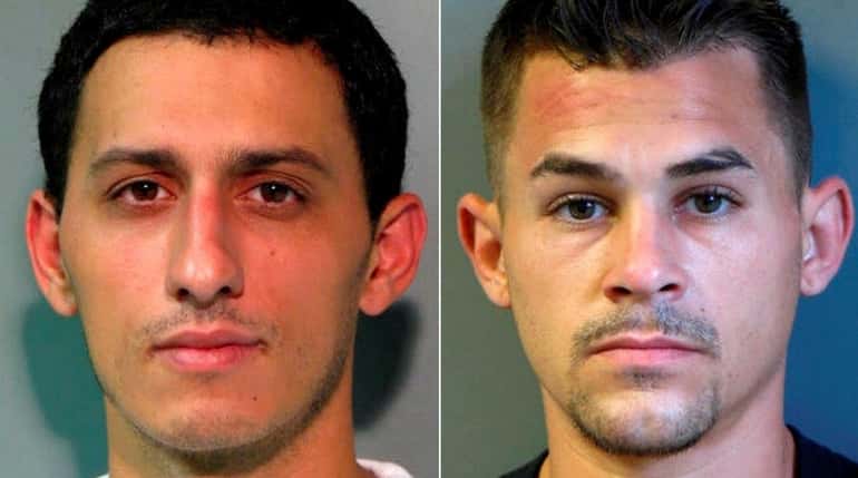 Frank Merlo, 29, left, and Gavriel Charalambous, 28, were arrested...