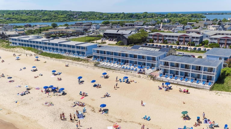 An aerial view of the Montauk Blue Hotel in Montauk.