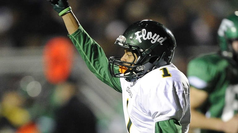William Floyd's Vantrell Nash reacts after he scores in the...