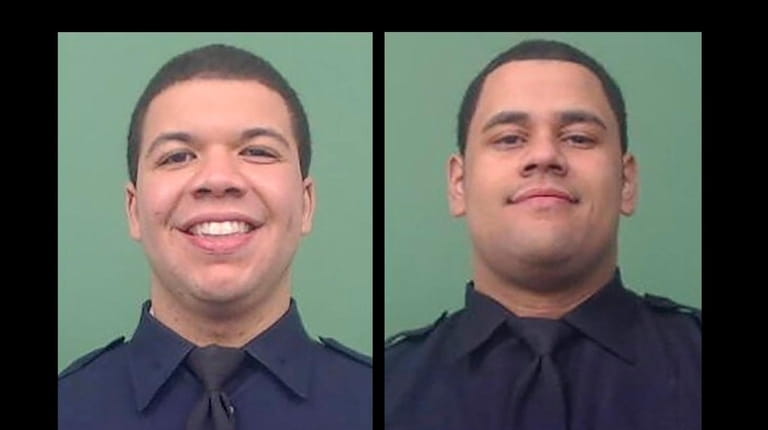 From left, in photos released by the NYPD: Officer Jason Rivera, who was...