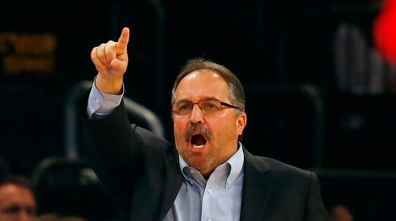 Head coach Stan Van Gundy of the Detroit Pistons reacts...