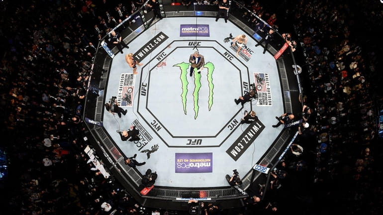 A general view of the Octagon during UFC 205 at...