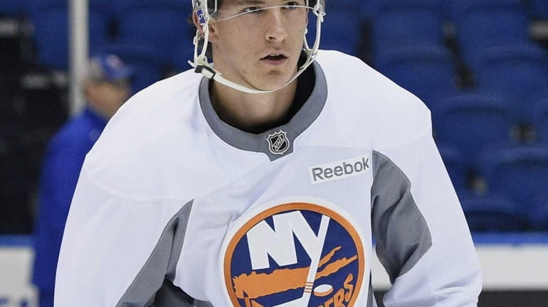 Islanders center Ryan Strome looks on during Group A training...