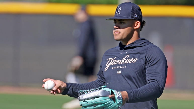 Yankees prospect Jasson Dominguez during spring training in Tampa on Feb....