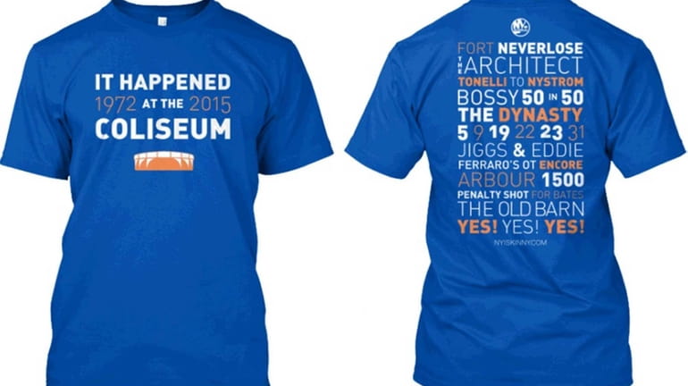 A T-shirt commemorating memorable moments in the Islanders' history at...